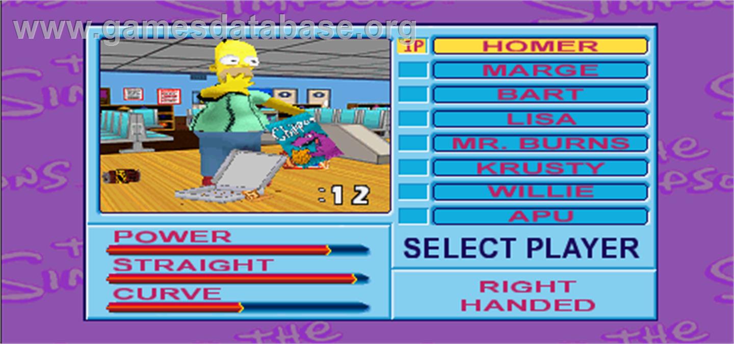 Simpsons Bowling - Arcade - Artwork - Select Screen