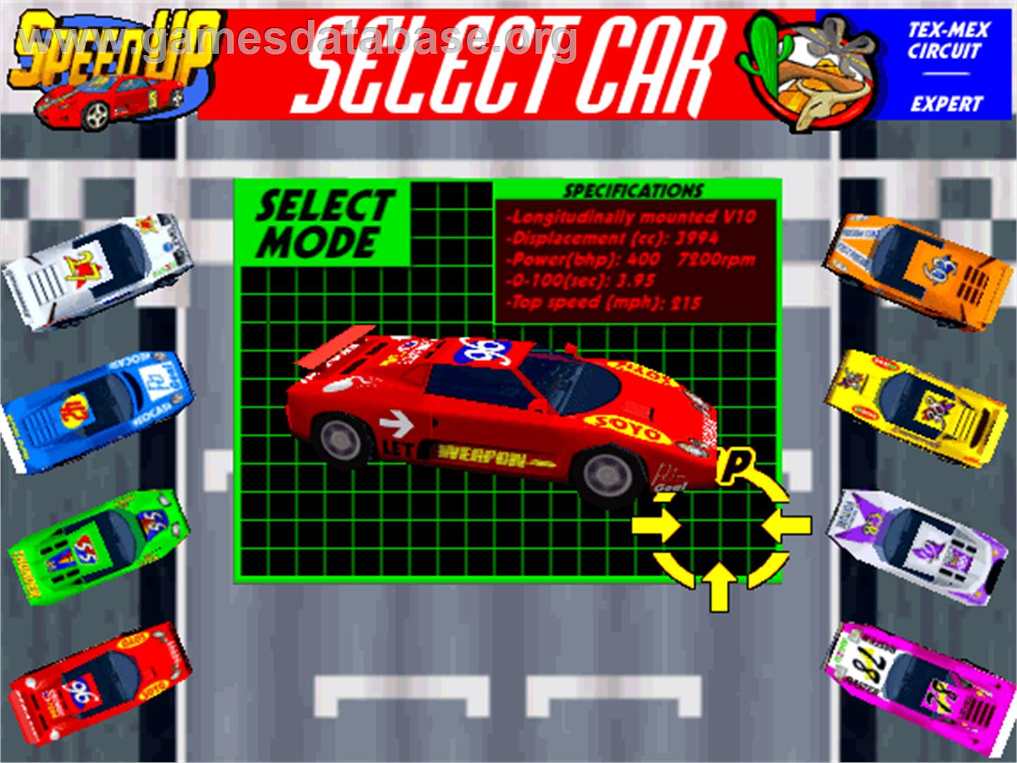 Speed Up - Arcade - Artwork - Select Screen