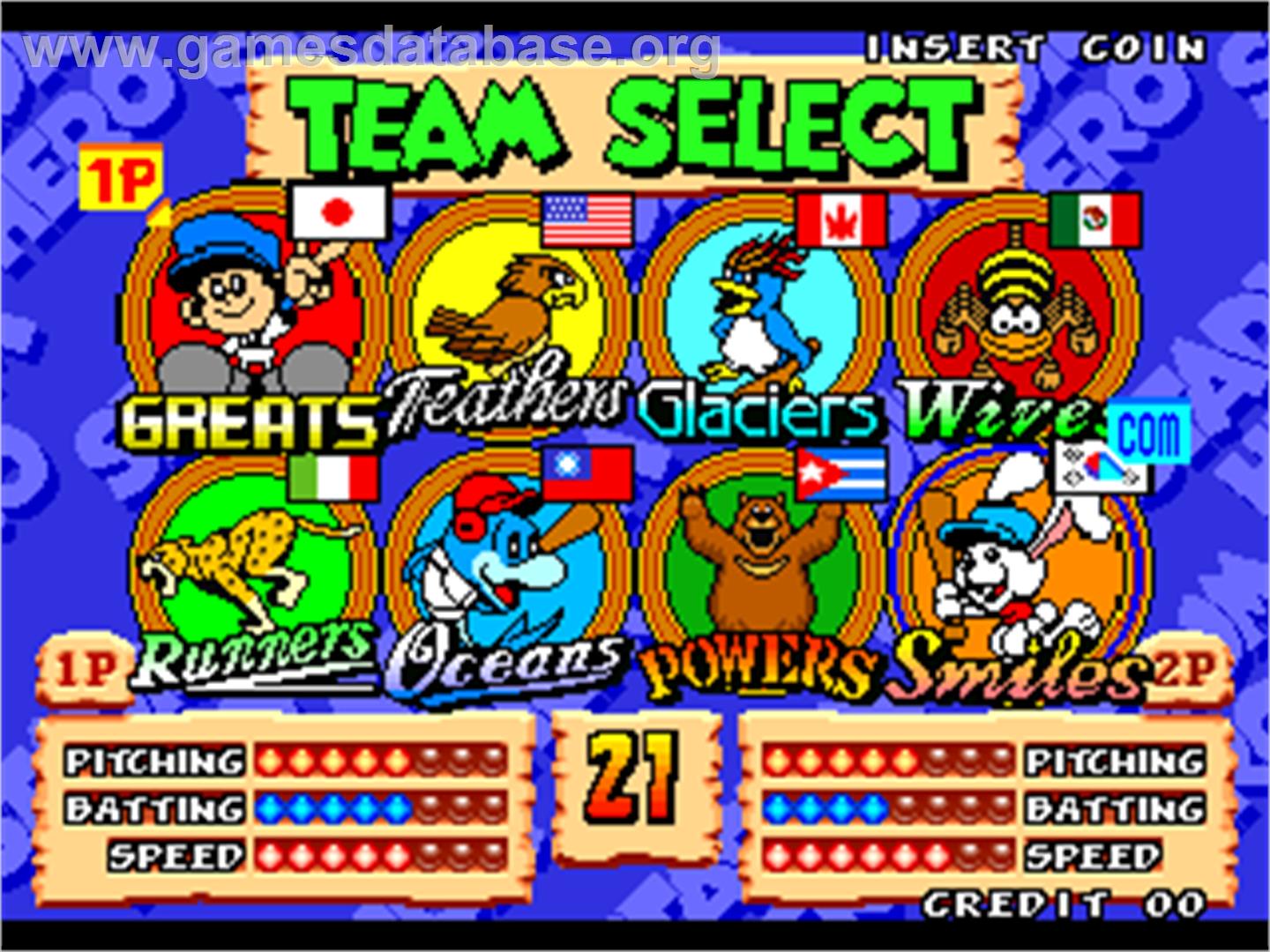 Stadium Hero 96 - Arcade - Artwork - Select Screen