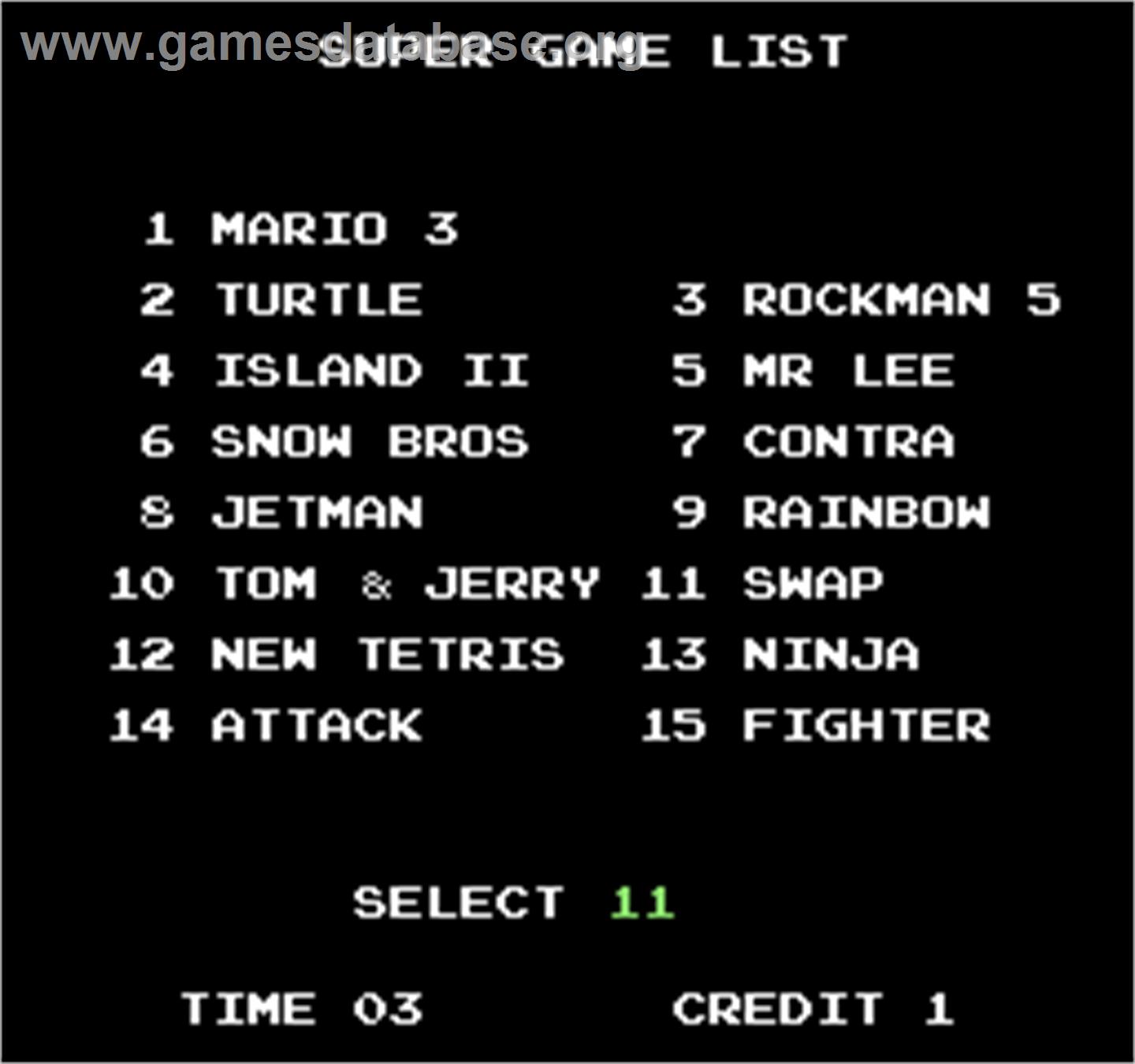 Super Game III - Arcade - Artwork - Select Screen