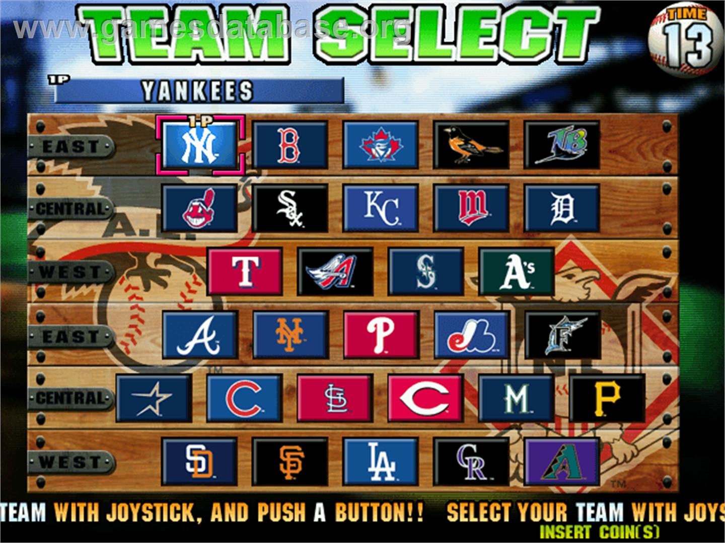 Super Major League '99 - Arcade - Artwork - Select Screen