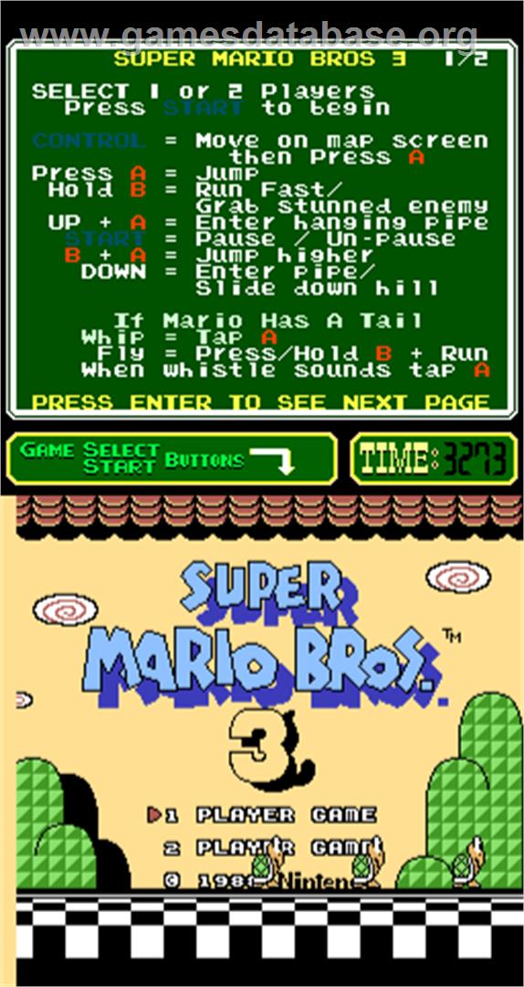 Super Mario Bros. 3 - Arcade - Artwork - Select Screen