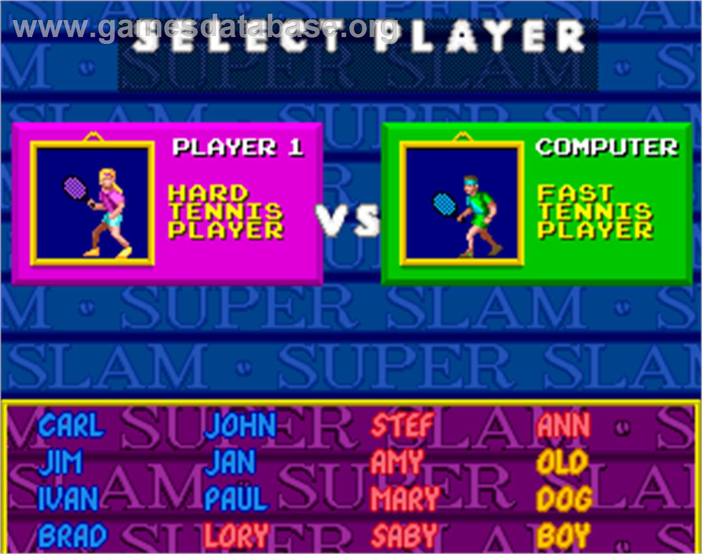 Super Slam - Arcade - Artwork - Select Screen