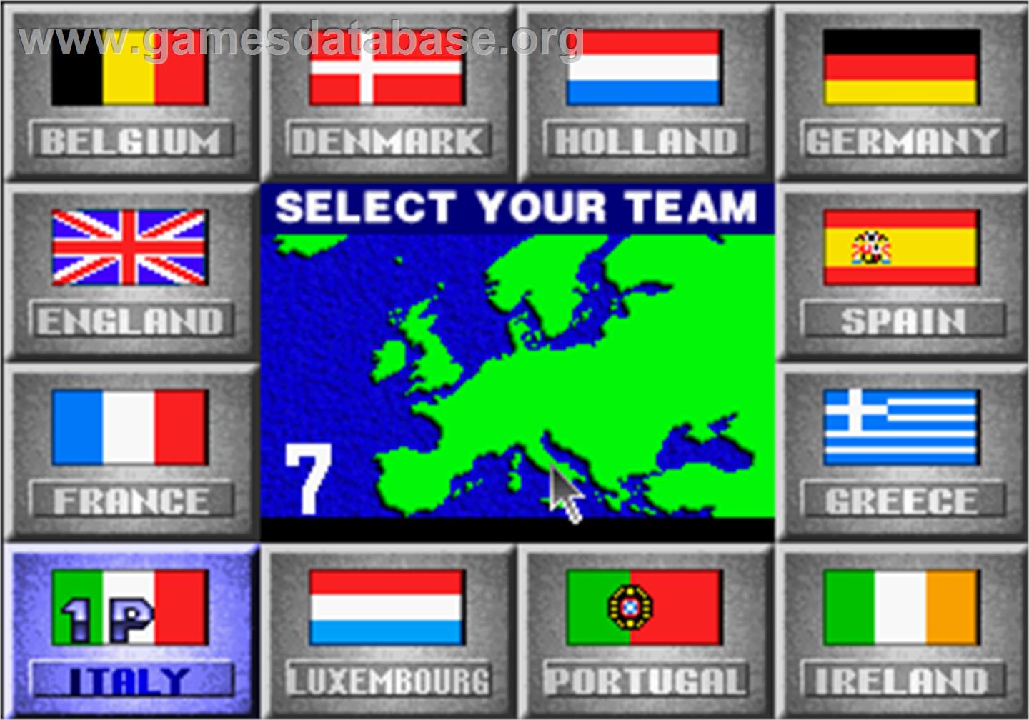 Super Visual Football: European Sega Cup - Arcade - Artwork - Select Screen