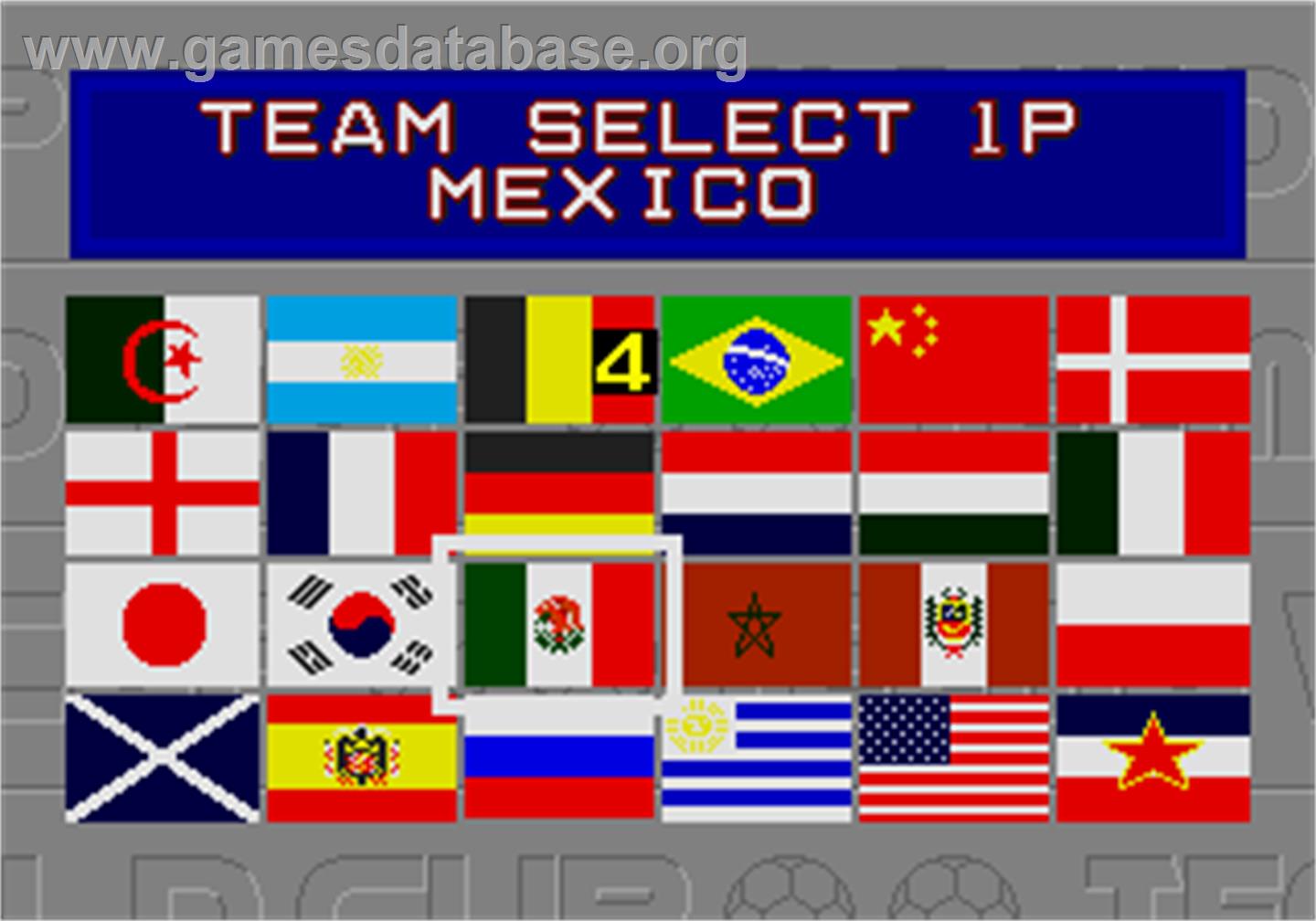 Tecmo World Cup - Arcade - Artwork - Select Screen