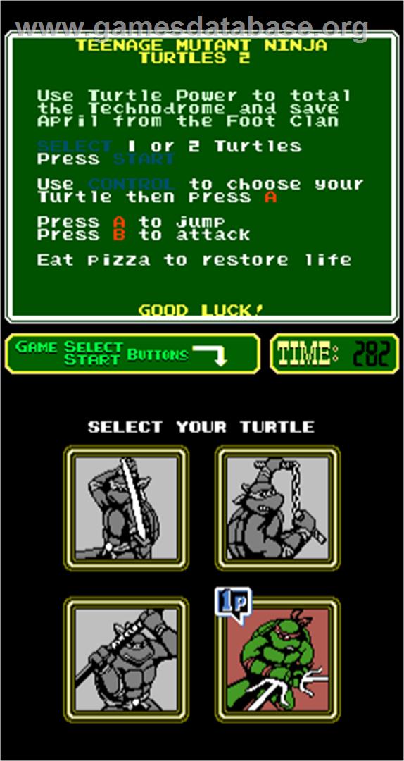 Teenage Mutant Ninja Turtles II: The Arcade Game - Arcade - Artwork - Select Screen