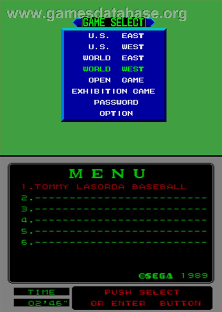 Tommy Lasorda Baseball - Arcade - Artwork - Select Screen
