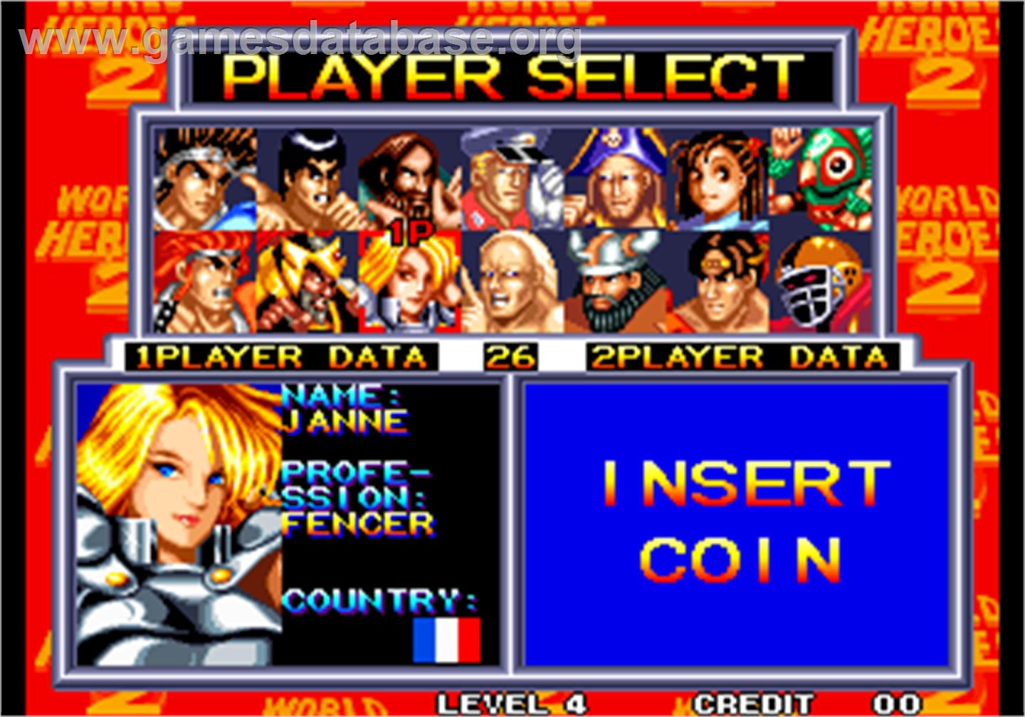 World Heroes 2 - Arcade - Artwork - Select Screen