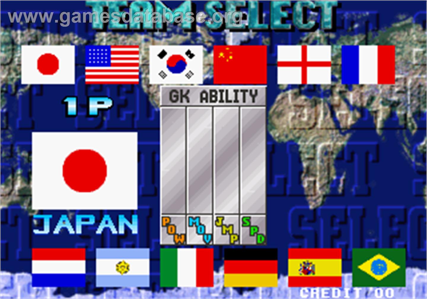 World PK Soccer V2 - Arcade - Artwork - Select Screen