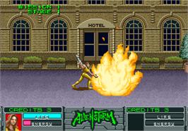 In game image of Alien Storm on the Arcade.