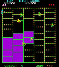 In game image of Amidar on the Arcade.