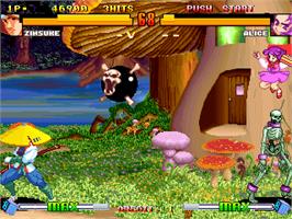 In game image of Asura Buster - Eternal Warriors on the Arcade.