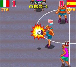 In game image of Back Street Soccer on the Arcade.