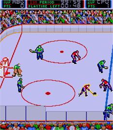 In game image of Blades of Steel on the Arcade.