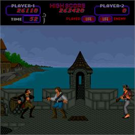 In game image of Buccaneers on the Arcade.