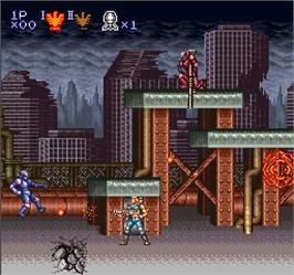 In game image of Contra 3: The Alien Wars on the Arcade.