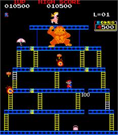 In game image of Crazy Kong Part II on the Arcade.