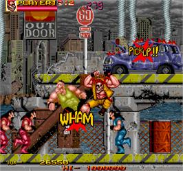 In game image of Crude Buster on the Arcade.