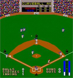 In game image of Curve Ball on the Arcade.