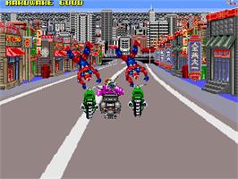 In game image of Cycle Warriors on the Arcade.