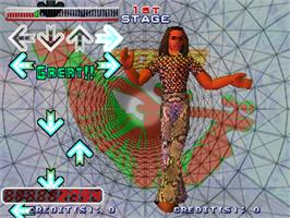 In game image of Dance Dance Revolution 2nd Mix on the Arcade.