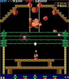 In game image of Donkey Kong 3 on the Arcade.