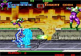 In game image of Eight Man on the Arcade.