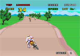 In game image of Enduro Racer on the Arcade.
