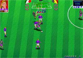 In game image of Euro Champ '92 on the Arcade.