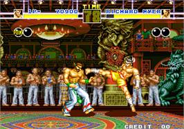 In game image of Fatal Fury - King of Fighters / Garou Densetsu - shukumei no tatakai on the Arcade.