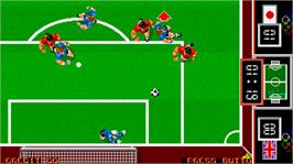 In game image of Fighting Soccer on the Arcade.
