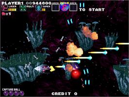 In game image of G-Darius Ver.2 on the Arcade.