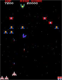 In game image of Galaga on the Arcade.