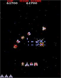 In game image of Galaga 3 on the Arcade.