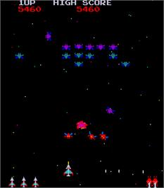 In game image of Galaxian Part 4 on the Arcade.