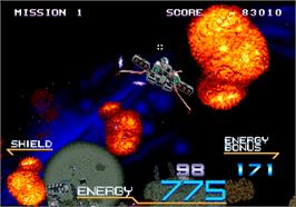 In game image of Galaxy Force 2 on the Arcade.