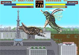 In game image of Godzilla on the Arcade.