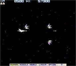In game image of Gradius on the Arcade.