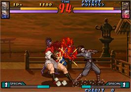 In game image of Groove on Fight - Gouketsuji Ichizoku 3 on the Arcade.