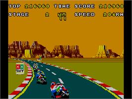 In game image of Hang-On Jr. on the Arcade.