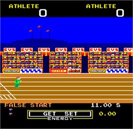 In game image of Hunchback Olympic on the Arcade.
