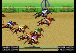 In game image of Jockey Grand Prix on the Arcade.