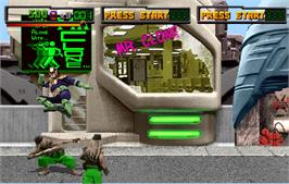 In game image of Judge Dredd on the Arcade.