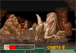 In game image of Jurassic Park on the Arcade.