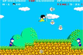 In game image of Kid Niki - Radical Ninja on the Arcade.