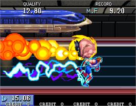 In game image of Mach Breakers - Numan Athletics 2 on the Arcade.