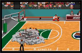 In game image of Magic Johnson's Fast Break on the Arcade.