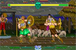 In game image of Mighty Warriors on the Arcade.