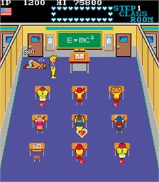 In game image of Mikie on the Arcade.