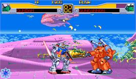 In game image of Mobile Suit Gundam EX Revue on the Arcade.